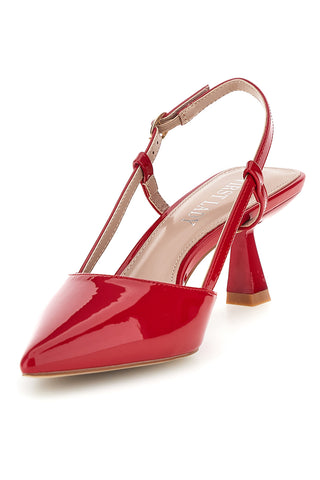 Décolleté slingback rosse effetto vernice First lady P669