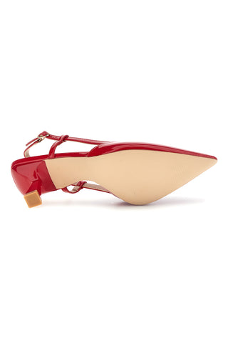 Décolleté slingback rosse effetto vernice First lady P669