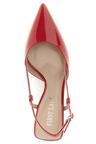 Décolleté slingback rosse effetto vernice First lady P669