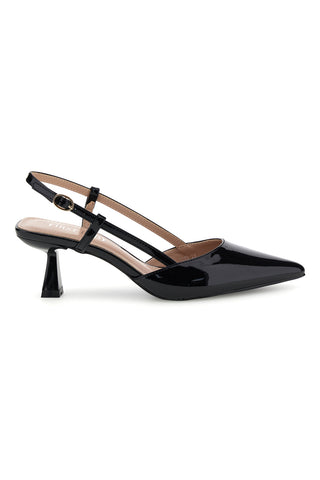 Decolletè slingback nero a punta First Lady P669