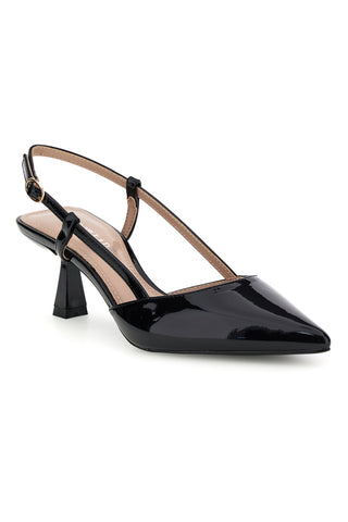 Decolletè slingback nero a punta First Lady P669