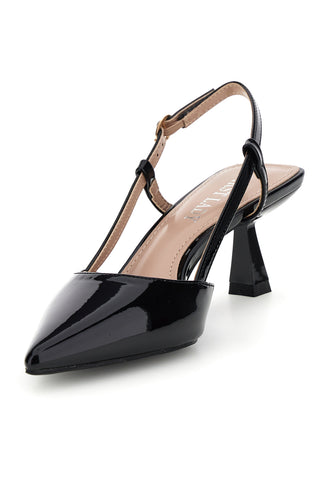 Decolletè slingback nero a punta First Lady P669