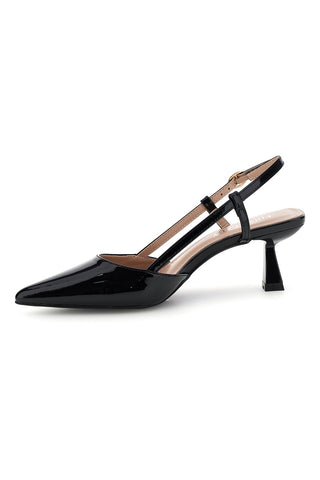 Decolletè slingback nero a punta First Lady P669