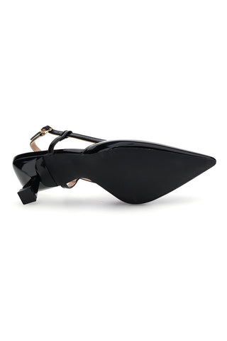 Decolletè slingback nero a punta First Lady P669