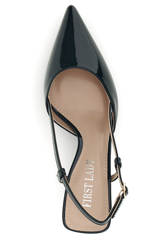 Decolletè slingback nero a punta First Lady P669
