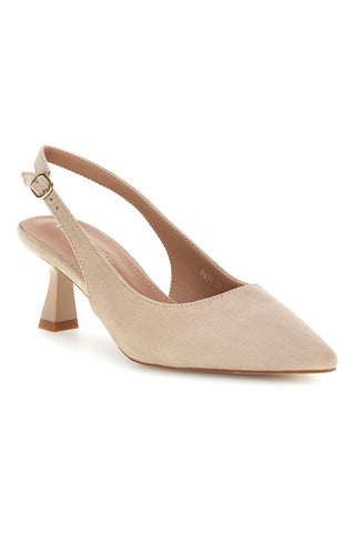 Décolleté slingback beige in tessuto effetto soft touch First lady P671
