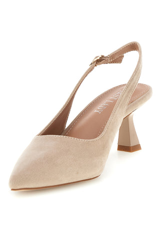 Décolleté slingback beige in tessuto effetto soft touch First lady P671