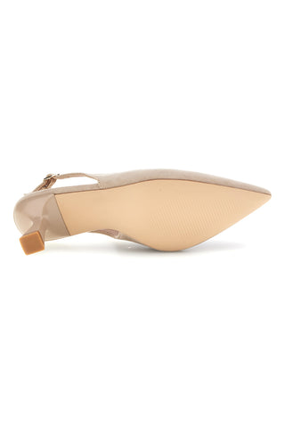 Décolleté slingback beige in tessuto effetto soft touch First lady P671