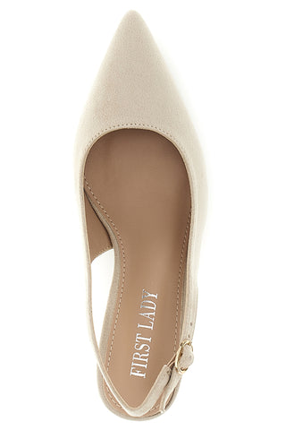 Décolleté slingback beige in tessuto effetto soft touch First lady P671