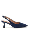 Décolleté slingback blu in tessuto effetto soft touch First lady P671