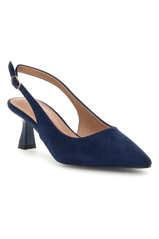 Décolleté slingback blu in tessuto effetto soft touch First lady P671