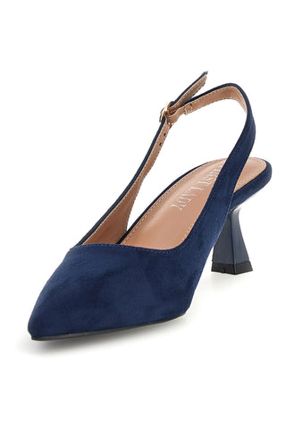 Décolleté slingback blu in tessuto effetto soft touch First lady P671