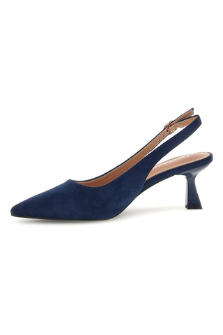 Décolleté slingback blu in tessuto effetto soft touch First lady P671