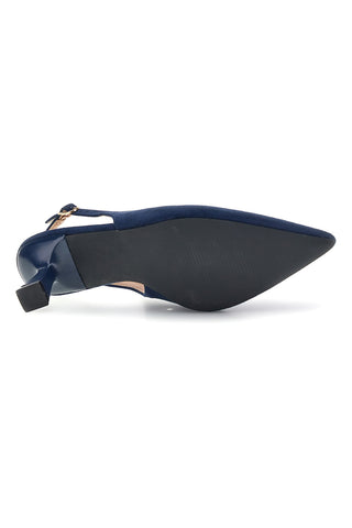 Décolleté slingback blu in tessuto effetto soft touch First lady P671
