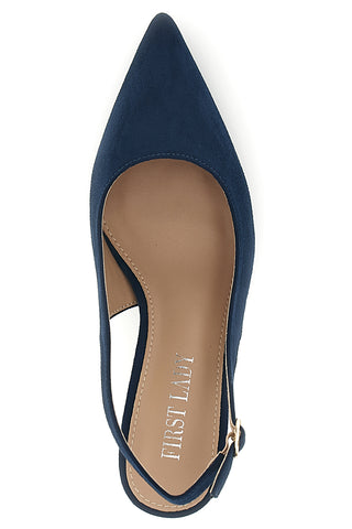 Décolleté slingback blu in tessuto effetto soft touch First lady P671