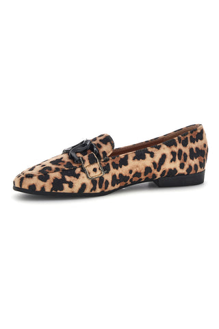 Tierische Mokassins mit Leopardenmuster und Hufeisen First Lady P673