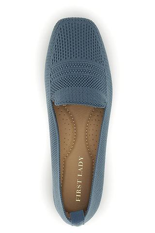 Mocassini blu in tessuto traforato First lady P674