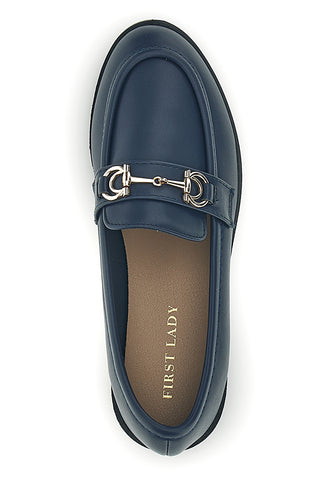 Blaue Stoffslipper mit Hufeisen First Lady P675