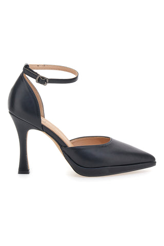 Schwarze Damen Pumps mit Riemen und hohem Absatz Mon Dieu B1929Q12