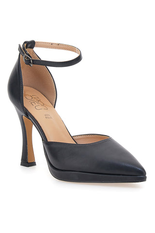 Schwarze Damen Pumps mit Riemen und hohem Absatz Mon Dieu B1929Q12