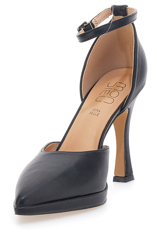 Schwarze Damen Pumps mit Riemen und hohem Absatz Mon Dieu B1929Q12