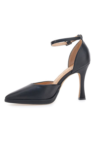 Schwarze Damen Pumps mit Riemen und hohem Absatz Mon Dieu B1929Q12