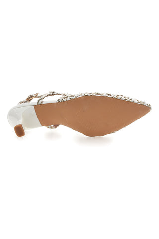 Décolleté slingback bianche intrecciate con tacco basso Mon Dieu 1601