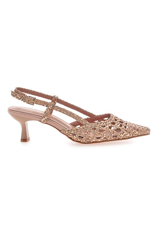 Décolleté slingback cipria intrecciate con tacco basso Mon Dieu 1601