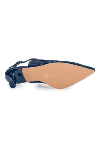 Décolleté slingback nere con strass e tacco basso Mon Dieu 632