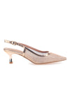 Décolleté slingback oro rosa con strass e tacco basso Mon Dieu 632