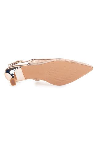 Décolleté slingback oro rosa con strass e tacco basso Mon Dieu 632