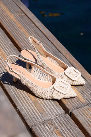 Décolleté Beige slingback tacco medio Le havre Paris 63181