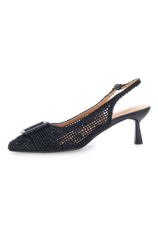 Schwarze Pumps mit mittlerem Absatz und Fersenriemen Le Havre Paris 63181