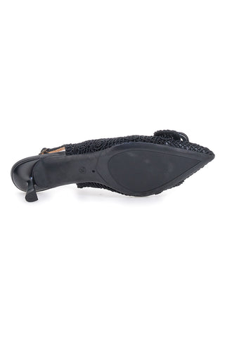 Schwarze Pumps mit mittlerem Absatz und Fersenriemen Le Havre Paris 63181