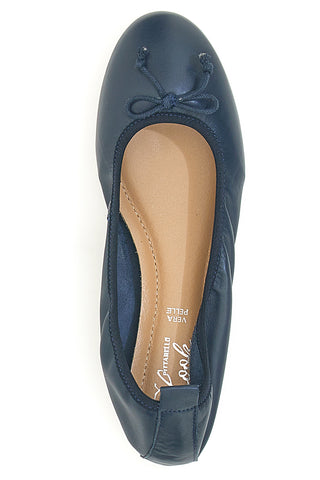 Blaue Ballerina aus echtem Leder Pittarello Look 818005