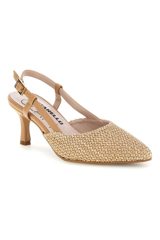Beige spitze Slingback-Pumps hergestellt in Italien Pittarello Glam 34394