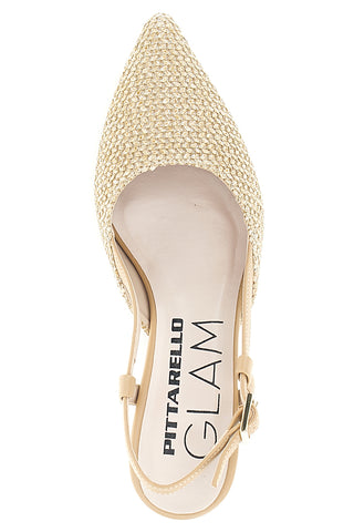 Beige spitze Slingback-Pumps hergestellt in Italien Pittarello Glam 34394