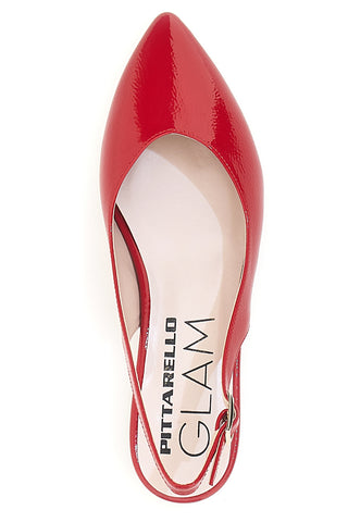 Glänzende rote Ballerina flach Made in Italy Pittarello Glam 3101