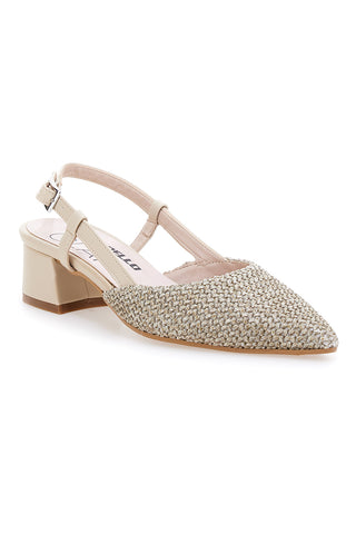 Décolleté da donna beige con strass e cinturino slingback Pittarello Glam 3124
