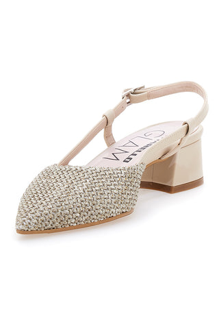 Décolleté da donna beige con strass e cinturino slingback Pittarello Glam 3124