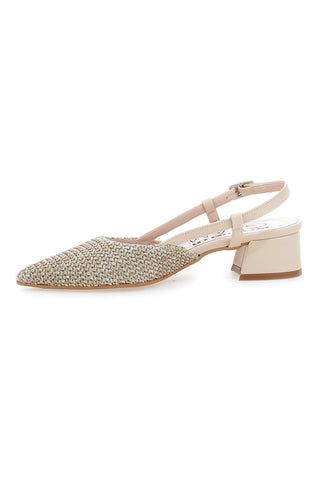 Décolleté da donna beige con strass e cinturino slingback Pittarello Glam 3124