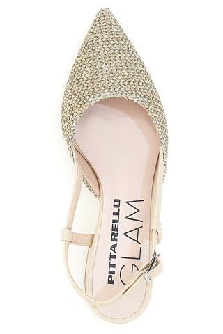 Beige Damen Pumps mit Strass und Slingback Riemen Pittarello Glam 3124