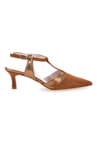 Braune Slingback-Pumps mit Riemen Made in Italy Pittarello Glam 4003