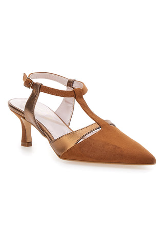 Décolleté slingback marrone con cinturino Made in Italy Pittarello Glam 4003