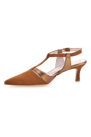 Décolleté slingback marrone con cinturino Made in Italy Pittarello Glam 4003