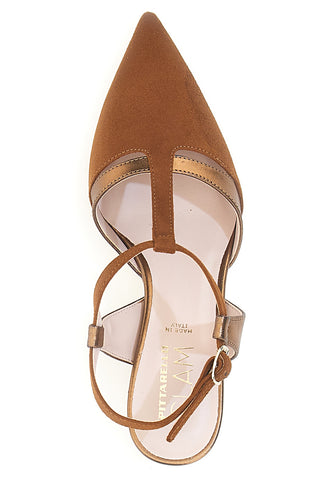 Décolleté slingback marrone con cinturino Made in Italy Pittarello Glam 4003