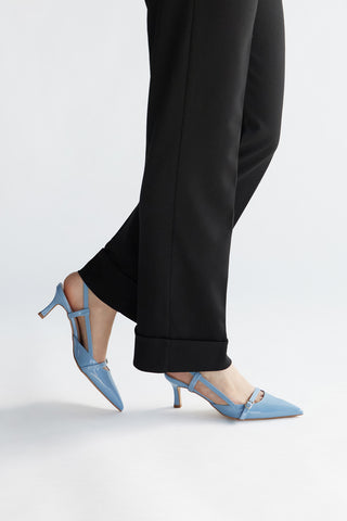 Spitze Spitze blau Slingback Schuhe mit Riemen Pittarello glam 3790