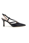 Décolleté Slingback nere a punta con cinturini e tacco alto Pittarello glam 4000