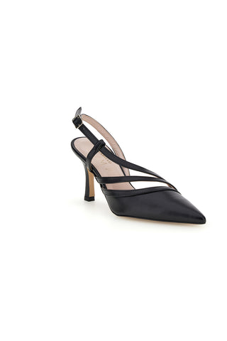 Décolleté Slingback nere a punta con cinturini e tacco alto Pittarello glam 4000