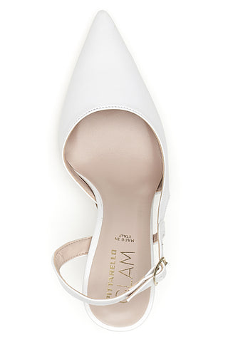 Décolleté slingback bianca con tacco Pittarello Glam 3997
